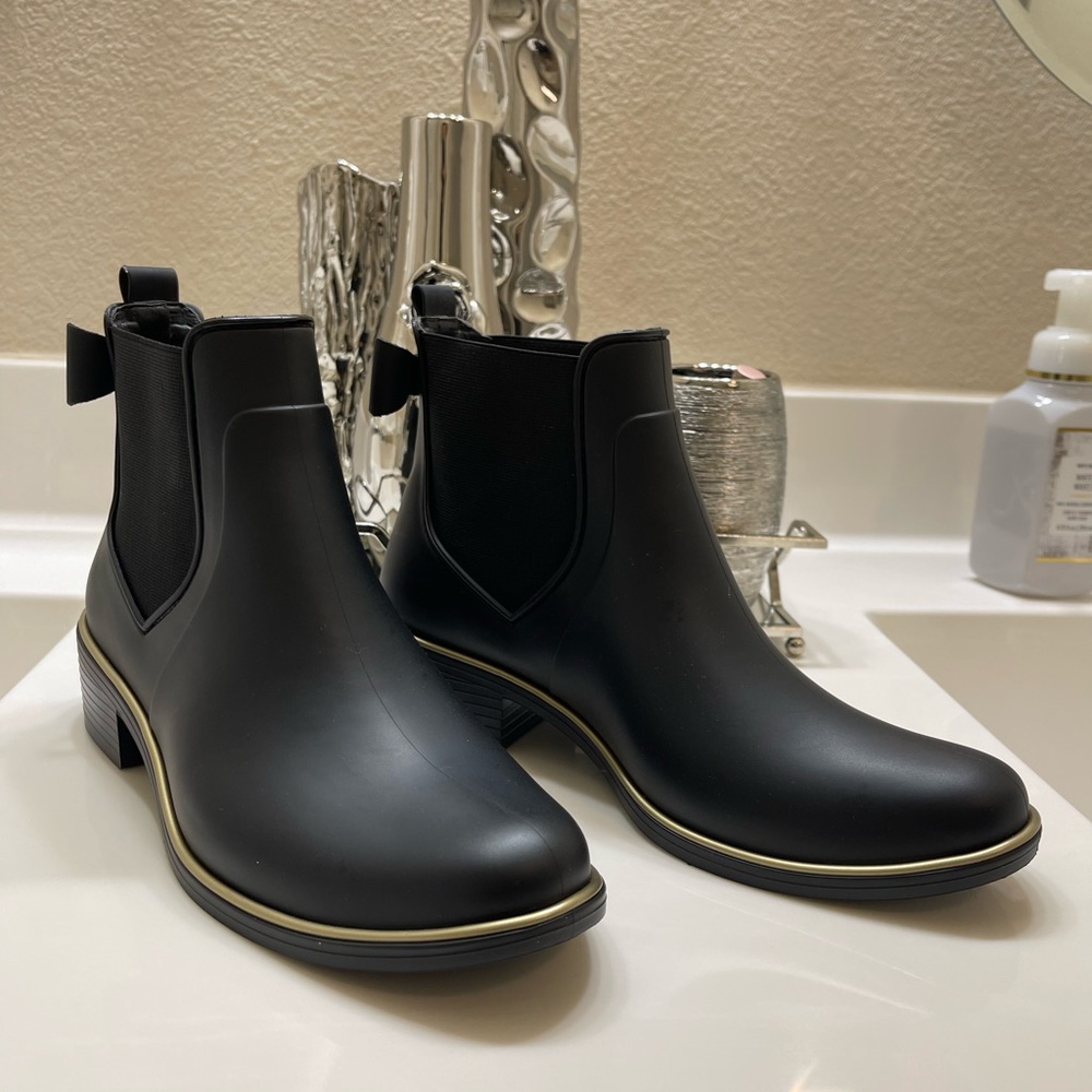 Kate Spade New York Sally Black Rain Ankle Bow Boots Women's Size 6,7,8 - Picture 5 of 12